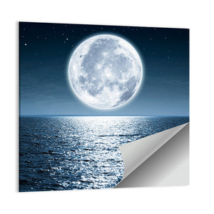 Full Moon Rising Over Ocean Wall Art