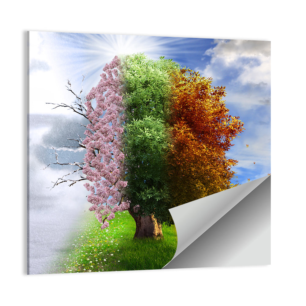 Tree Through Four Seasons Wall Art