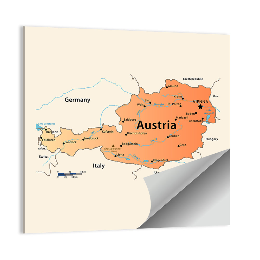 Austria Topographic Map Wall Art