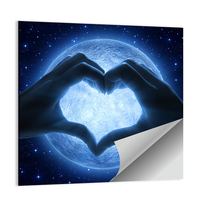 Moon Heart Silhouette Wall Art as a poster print