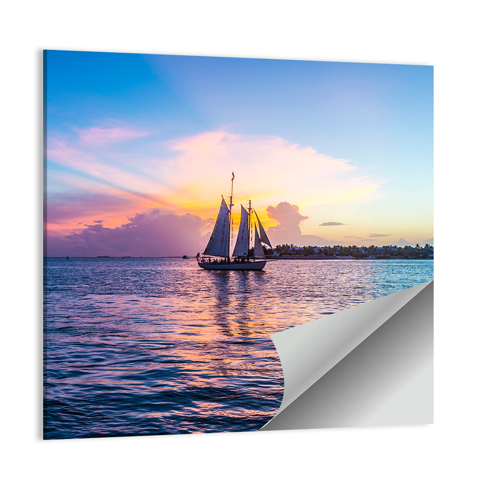 Key West Sailboat at Sunset Wall Art