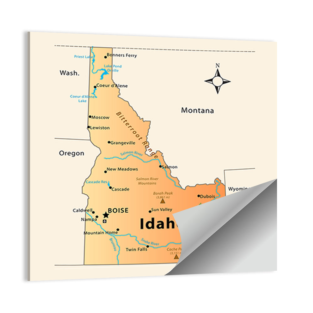 Idaho Cartographic Map Wall Art
