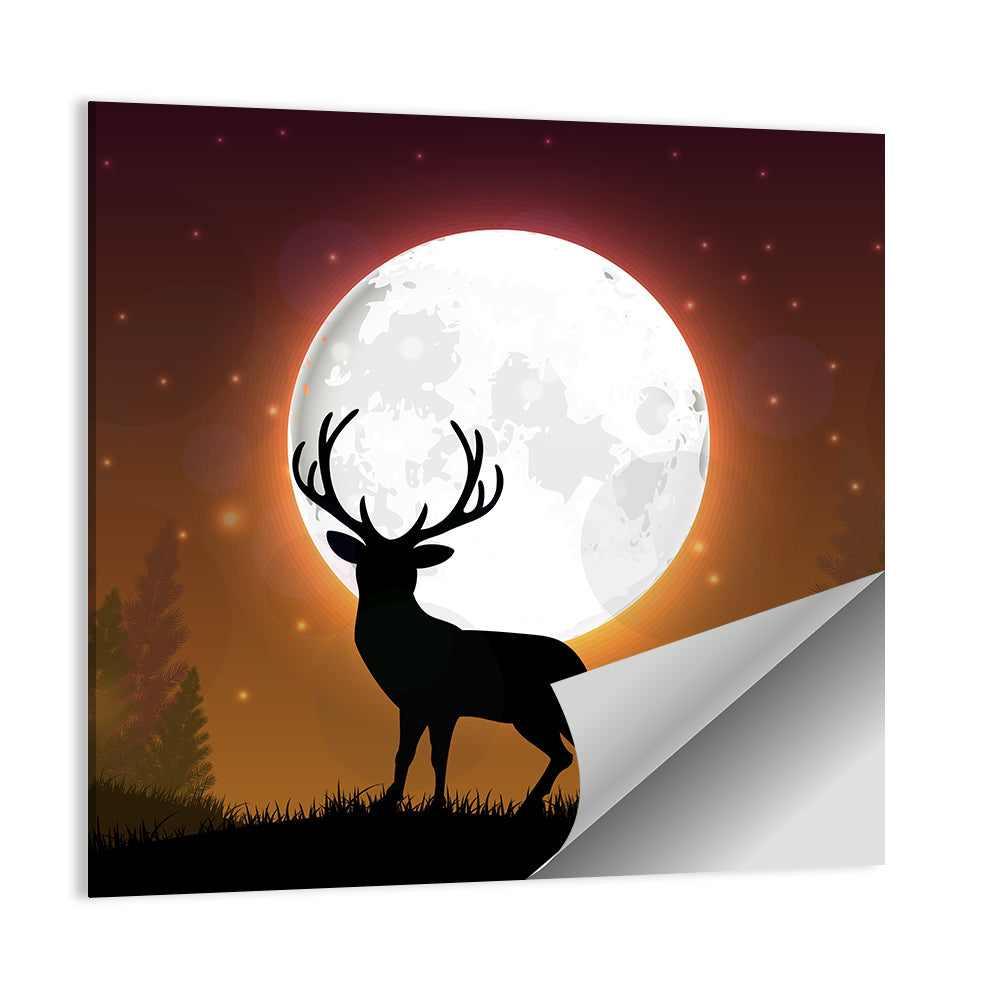 Moonlit Deer on Hill Wall Art