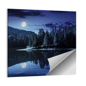 Lake Near The Pine Forest Wall Art