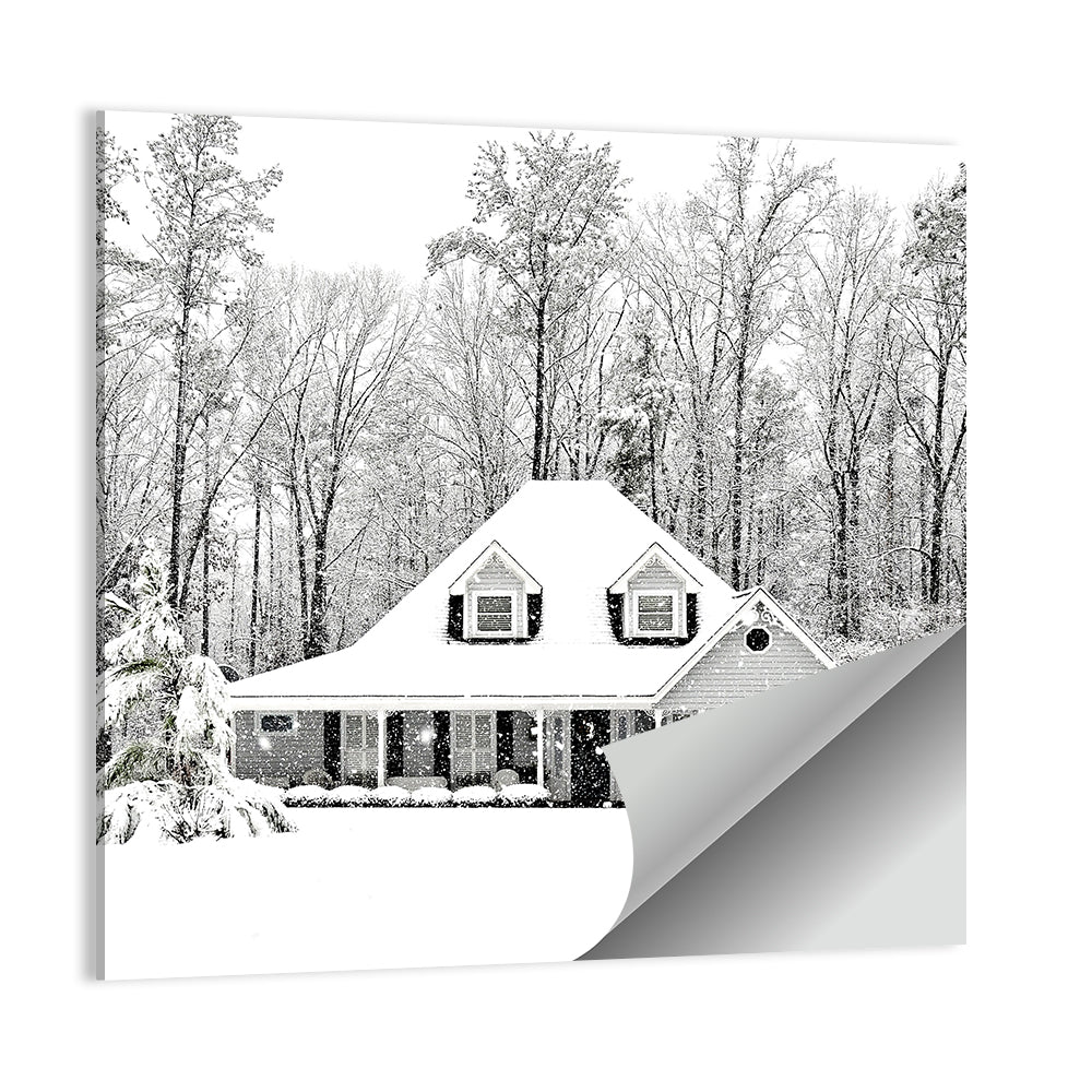 Frosty Winter House Landscape Wall Art