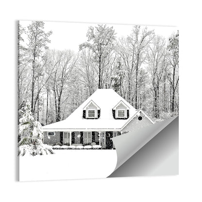 Frosty Winter House Landscape Wall Art