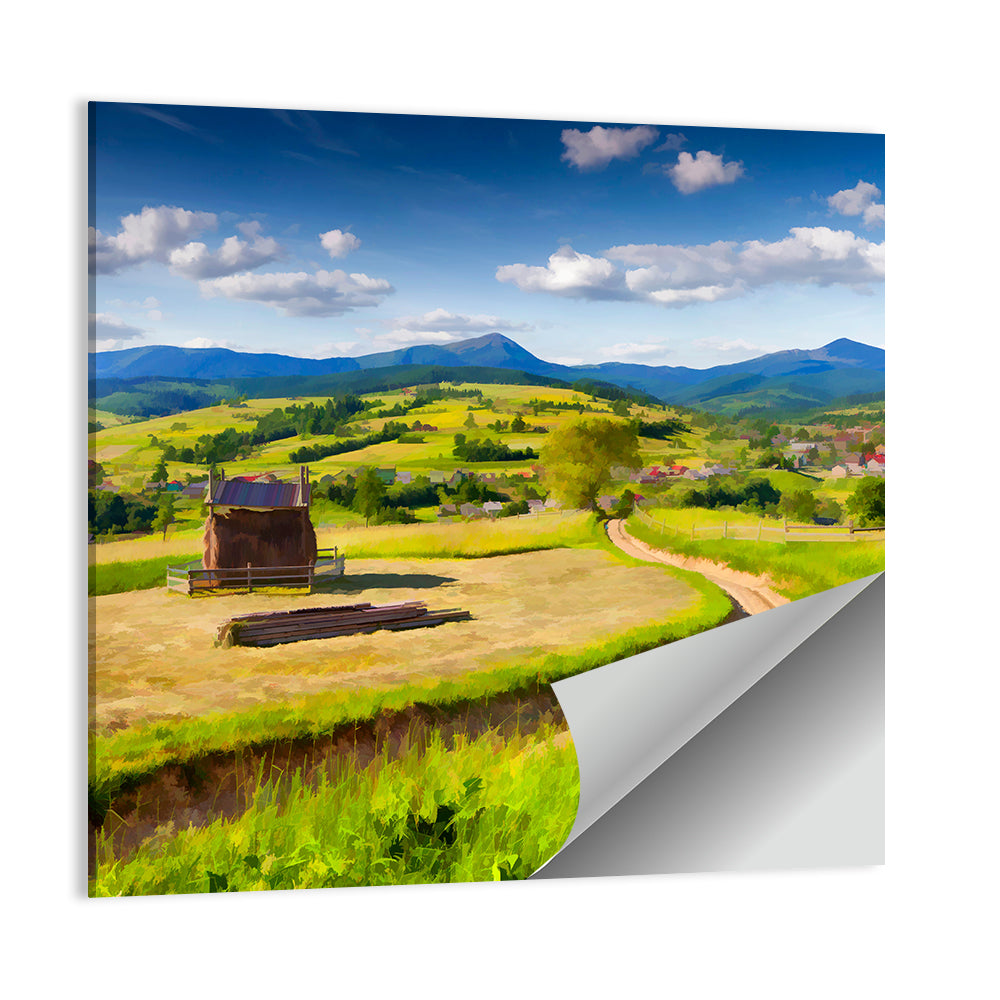 Summer Mountain Village Wall Art