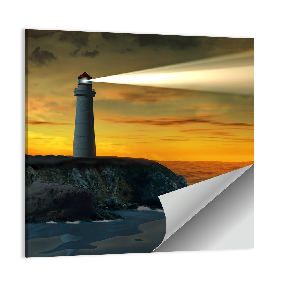 Solitary Lighthouse at Sunset Wall Art