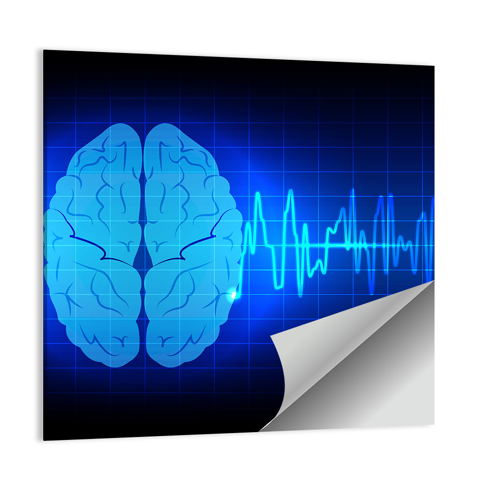 Glowing Brain Wave Visualization Wall Art