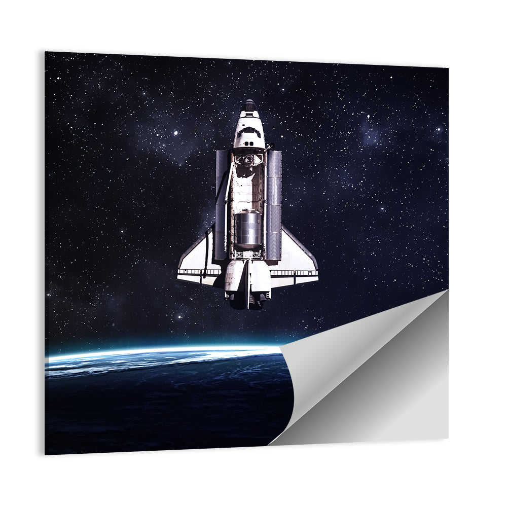 Space Shuttle Over Curved Earth Wall Art