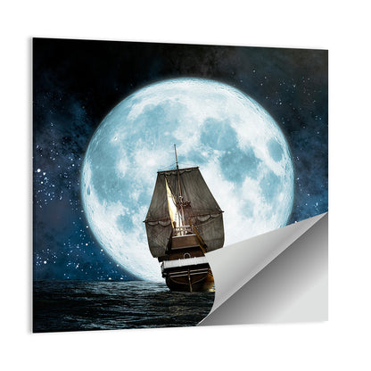 Moonlit Sailboat at Sea Wall Art