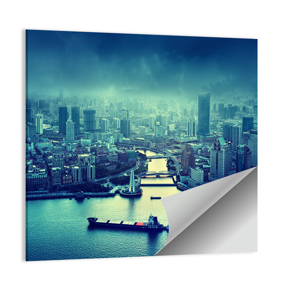Shanghai Skyline at Sunset Wall Art