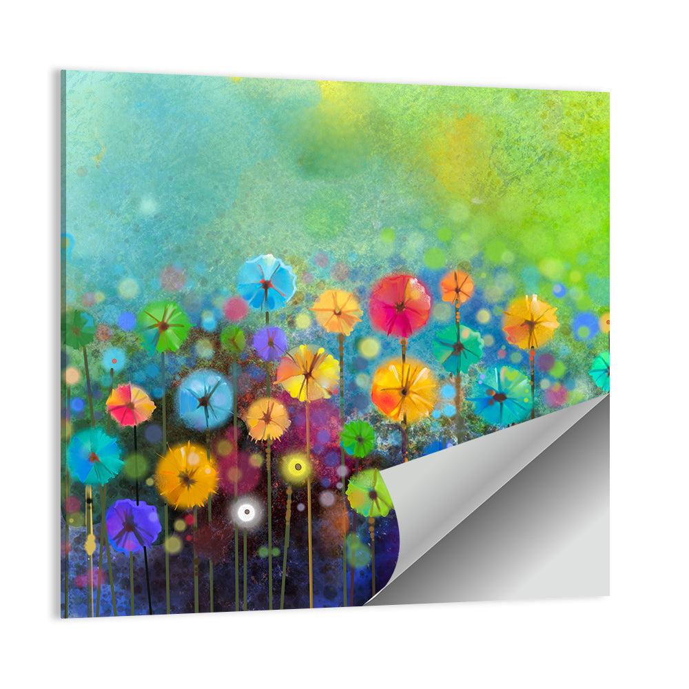 Stylized Flower Meadow Watercolor Wall Art