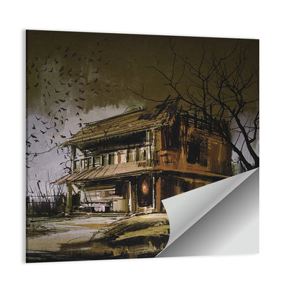 Halloween House at Dusk Wall Art