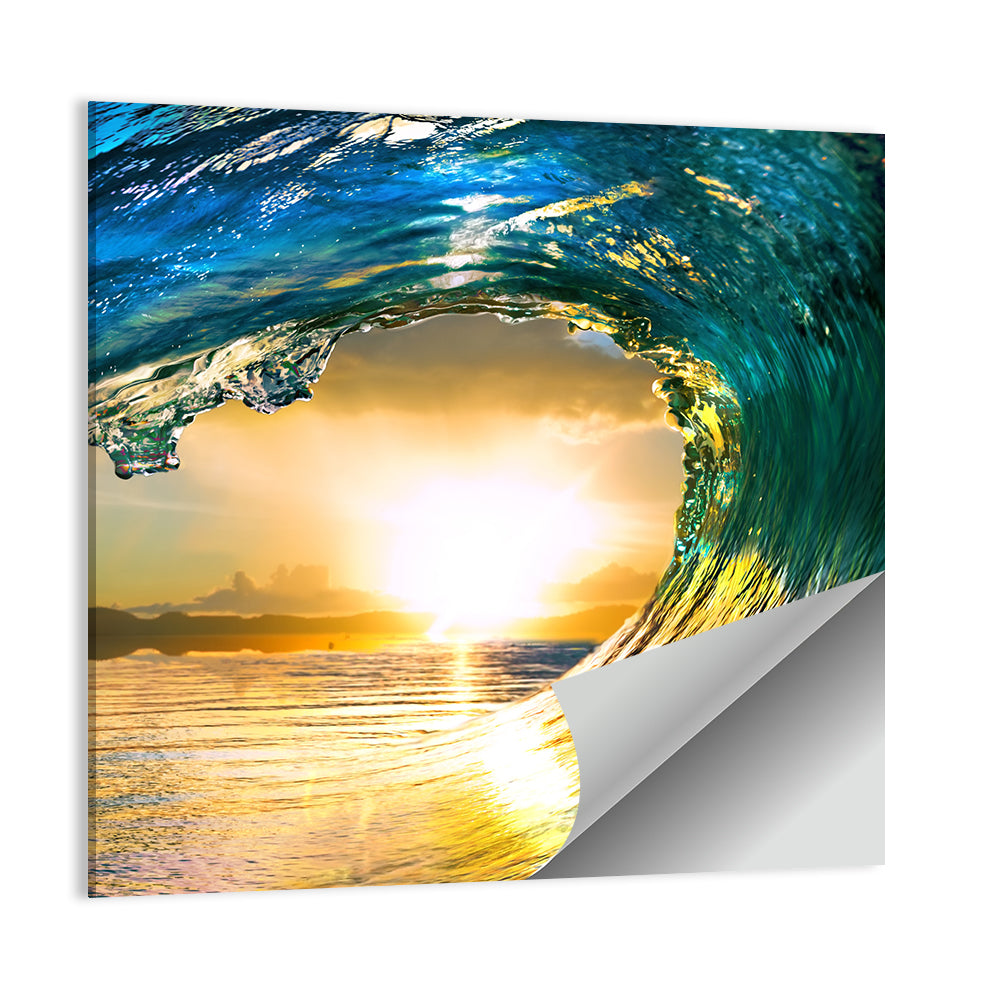 Colored Ocean Wave Sunset Wall Art