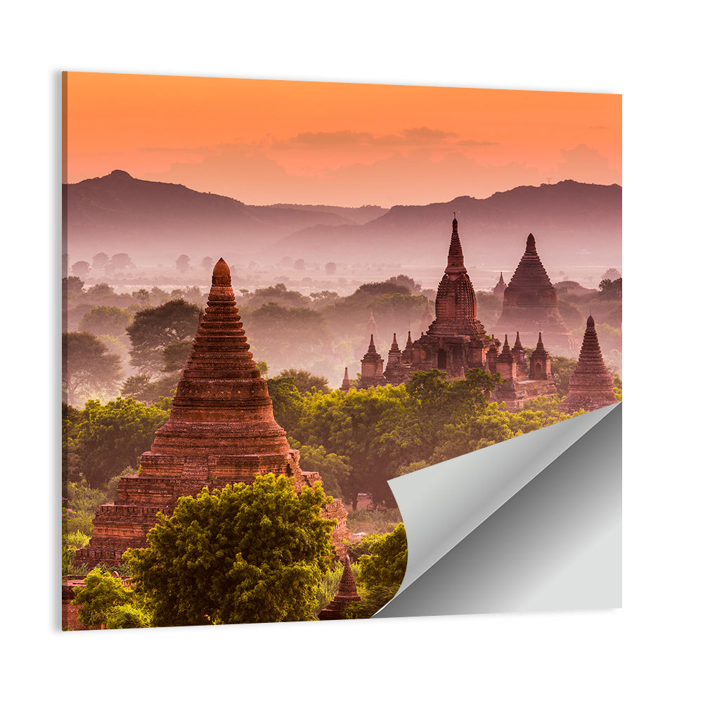 Bagan Ancient Temples at Golden Hour Wall Art