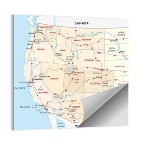 Western United States Map Wall Art