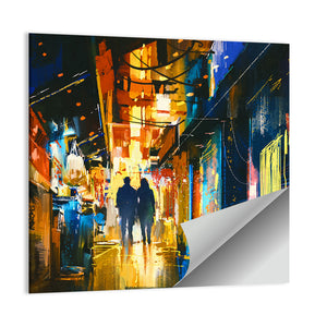 Couple Walking In Alley Wall Art