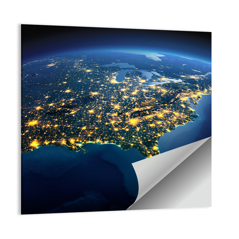 North America at Night from Space Wall Art