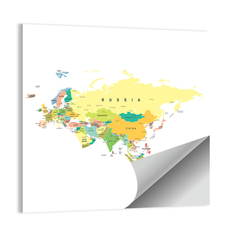 Eurasia Map with Country Labels Wall Art