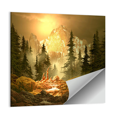 Rockies Mountain Stream at Golden Hour Wall Art
