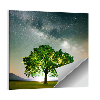 Lone Tree Under Milky Way Wall Art