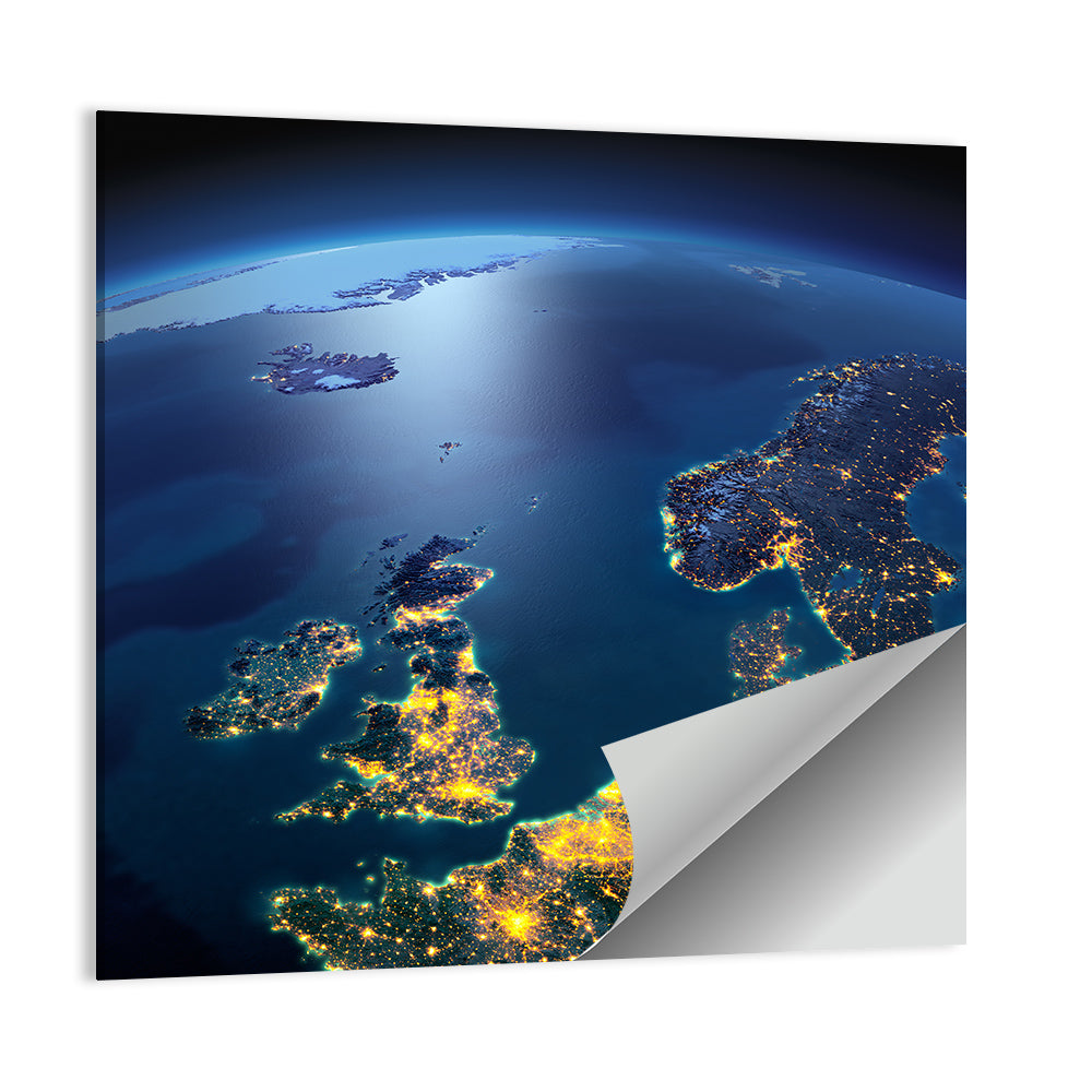 Illuminated United Kingdom from Space Wall Art