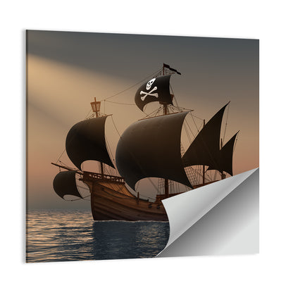Pirate Ship at Sunset Wall Art