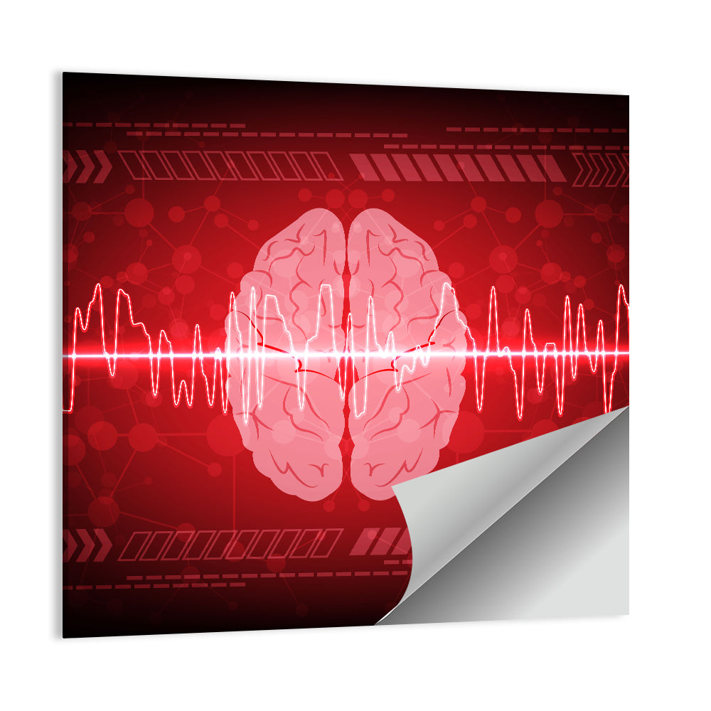 Red Brain Wave Concept Wall Art