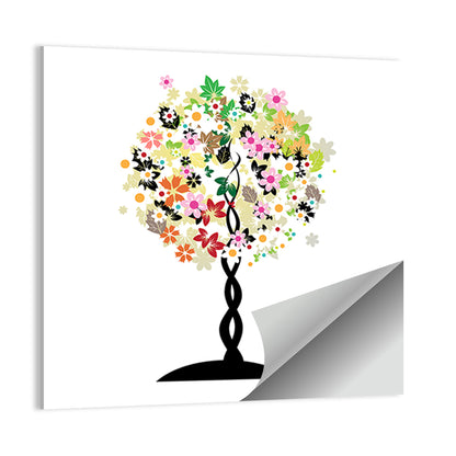 Braided Trunk Floral Tree Illustration Wall Art