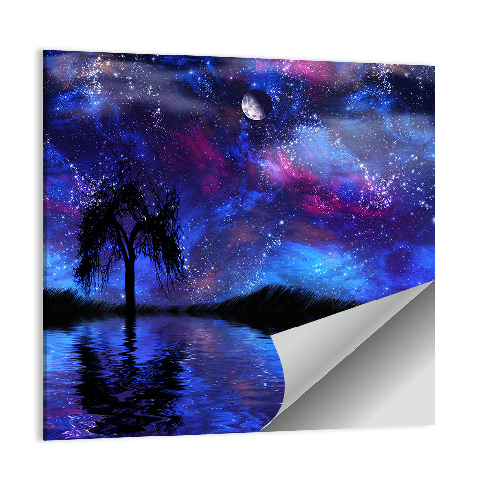Moonlit Nebula Lake Wall Art