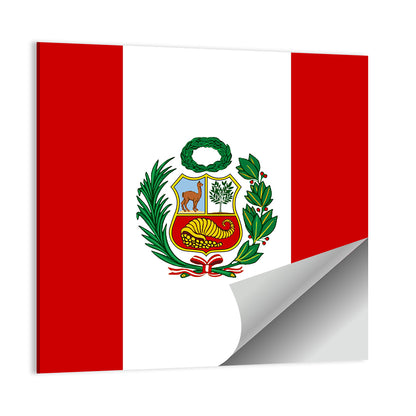 Peruvian Flag With National Emblem Wall Art