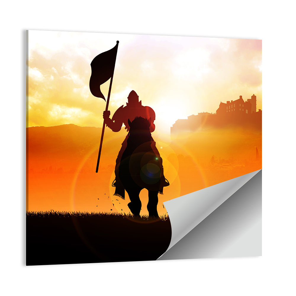 Knight Silhouette at Sunset Wall Art