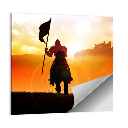 Knight Silhouette at Sunset Wall Art