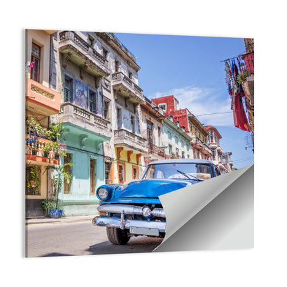 Vintage American Car on Colorful Street Wall Art