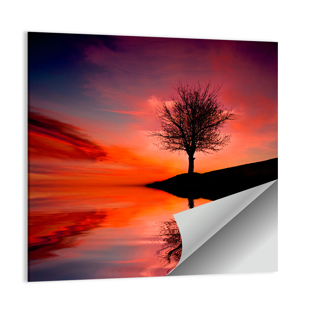Leafless Tree Reflected on Lake Wall Art