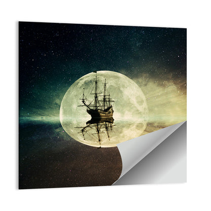 Moonlit Floating Ship Wall Art
