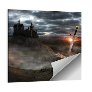 Legendary Castle Camelot Of King Arthur & Sword Excalibur Wall Art