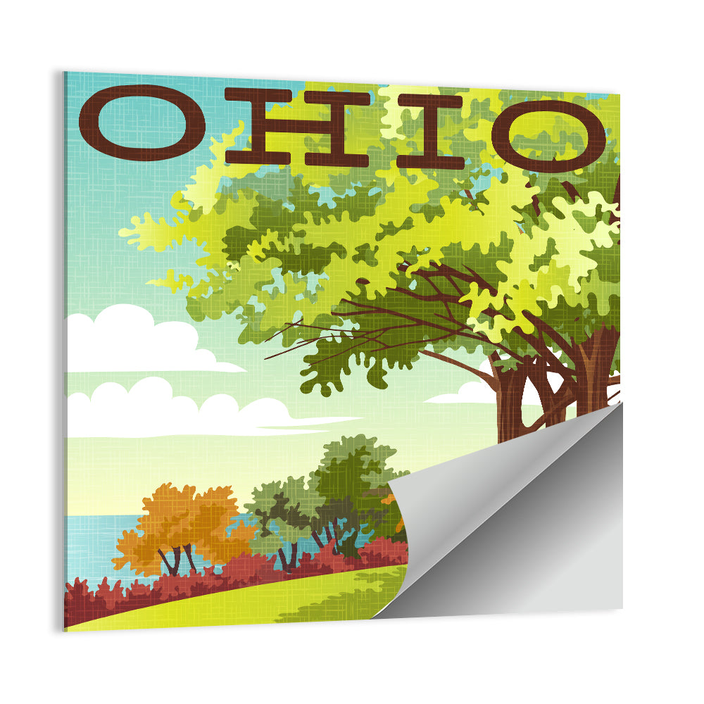 Retro Ohio Travel Illustration Wall Art