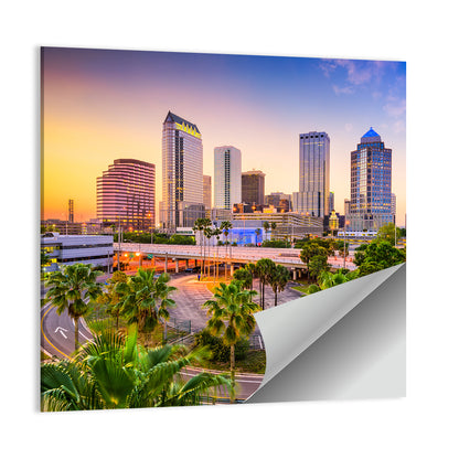 Tampa Downtown Skyline at Sunset Wall Art