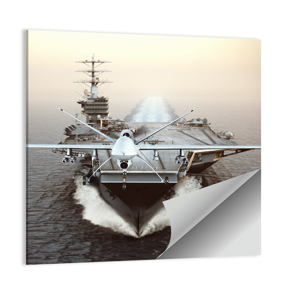 Drone Over Aircraft Carrier Wall Art