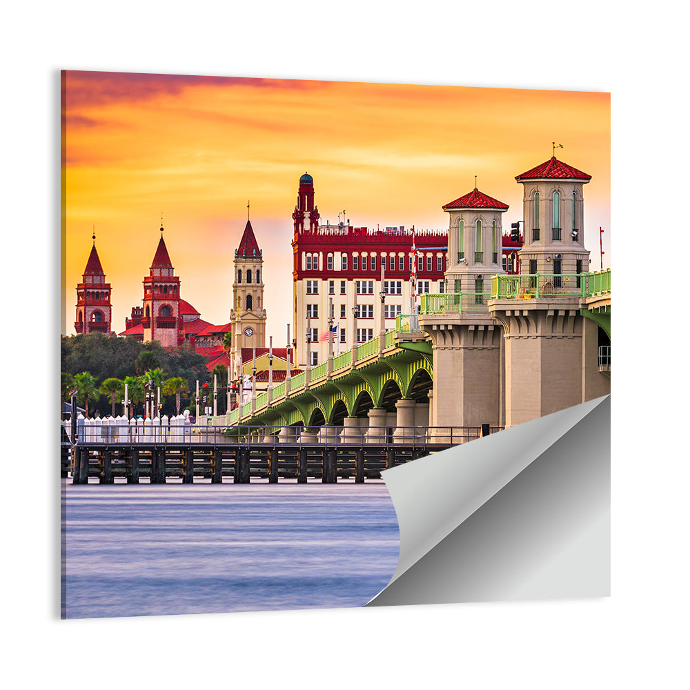 Saint Augustine Bridge of Lions at Dusk Wall Art