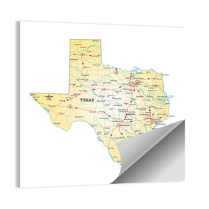 Texas Road Map Wall Art