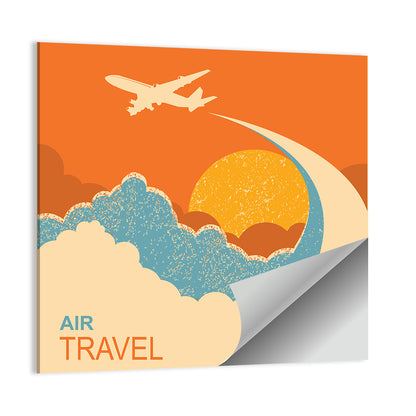 Retro Airplane at Sunset Illustration Wall Art