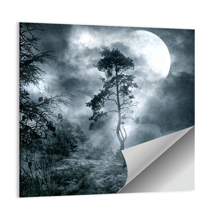 Gothic Moonlit Tree Wall Art as a poster print
