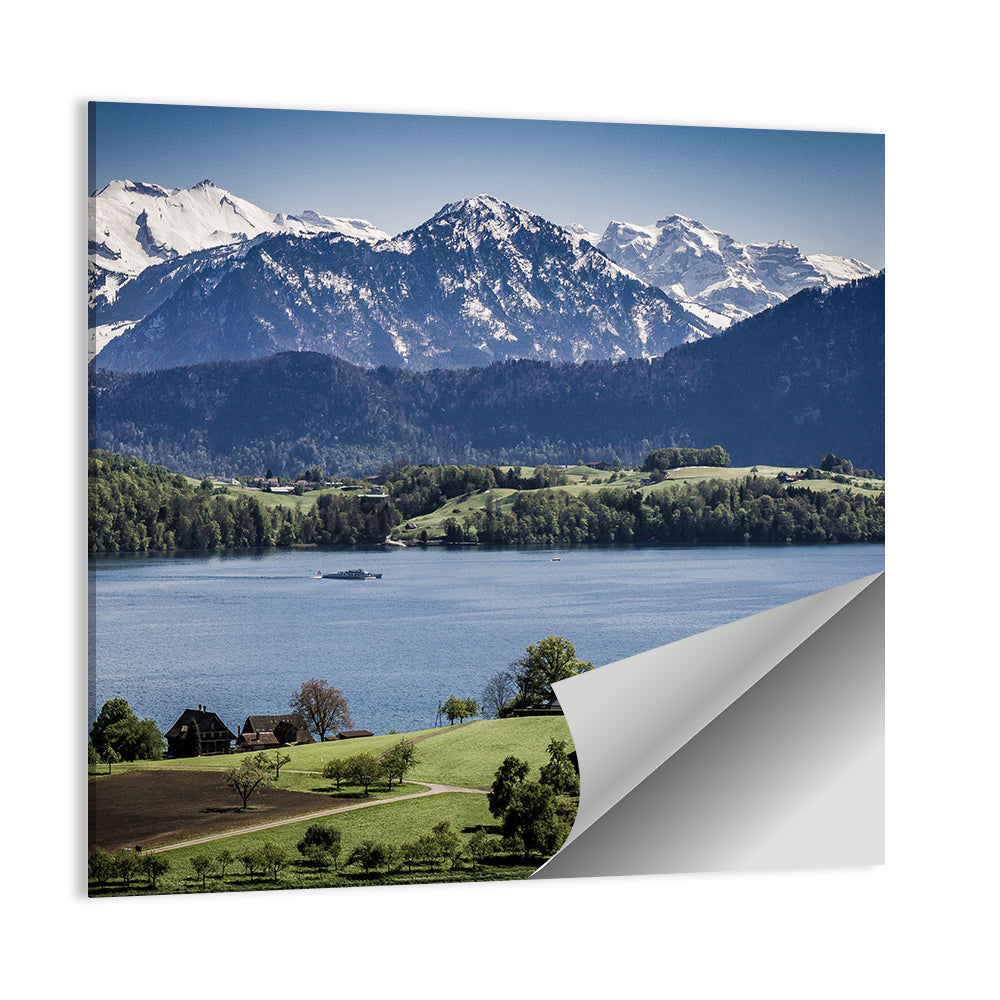 Alpine Lake View with Meadows Wall Art