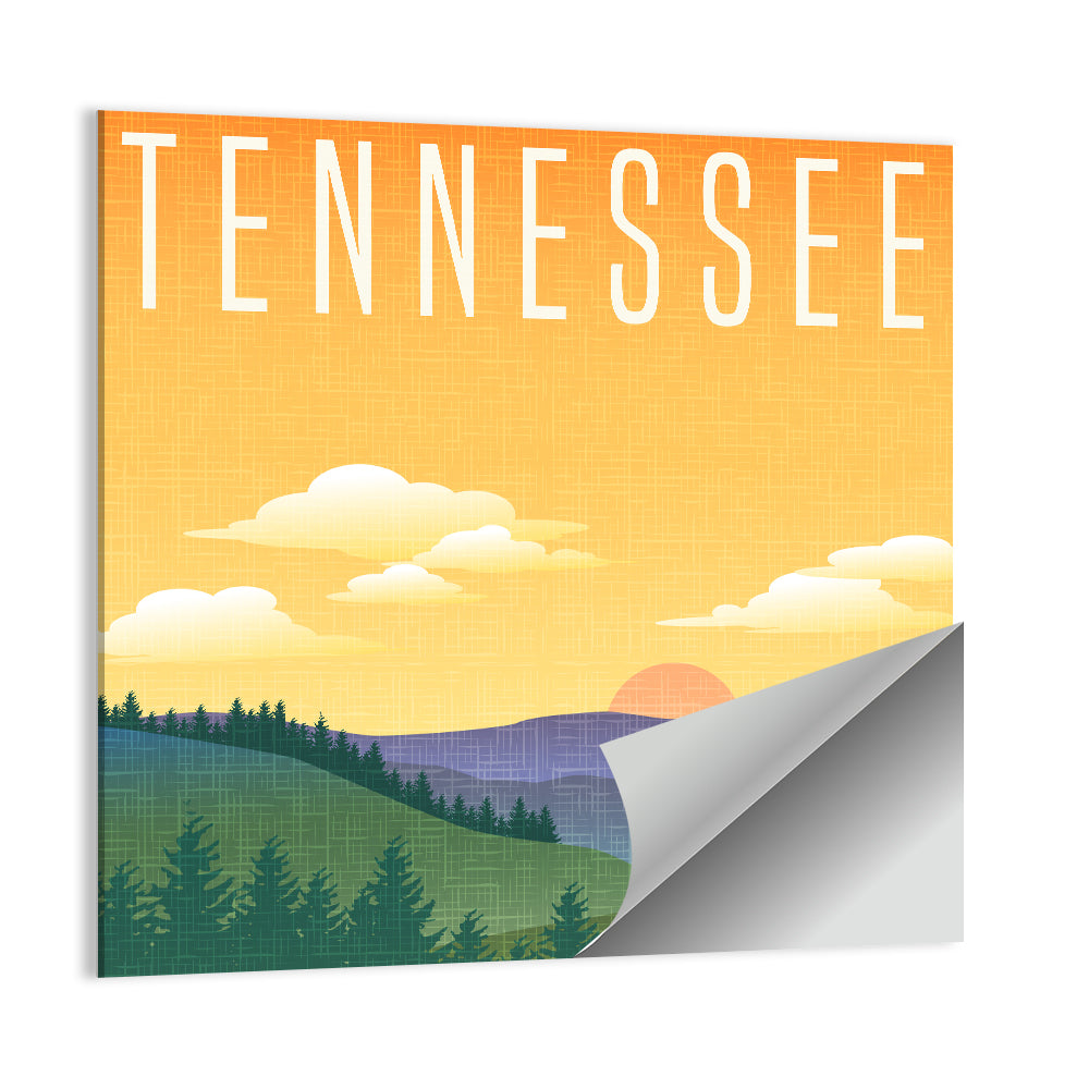 Tennessee Sunset Travel Illustration Wall Art