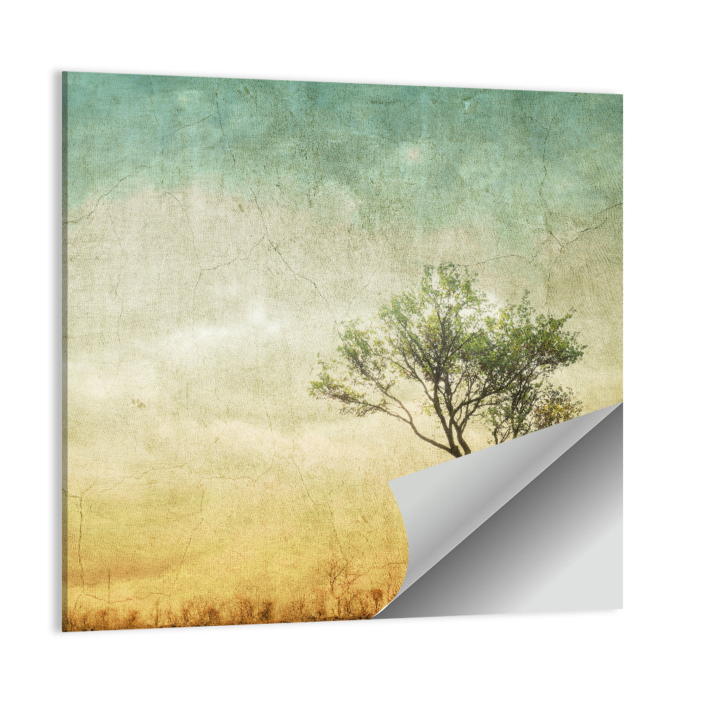 Surreal Tree with Cracked Paint Texture Wall Art