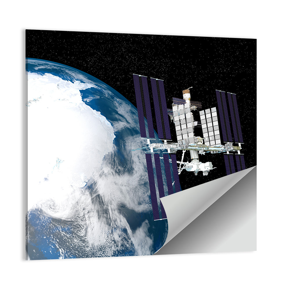 Iss Over Antarctica Wall Art