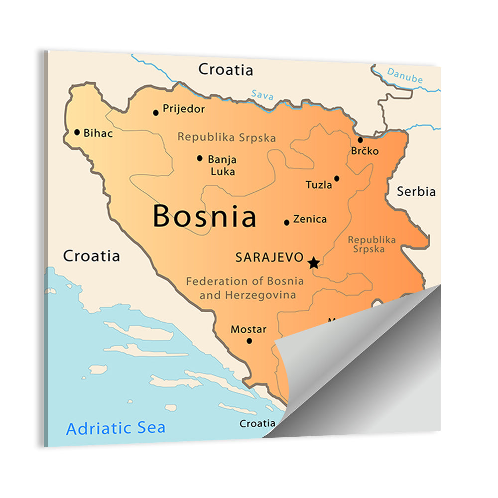 Bosnia and Herzegovina Map Wall Art